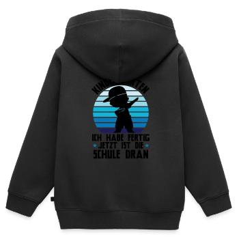 Schulkind Dabbing Schulbeginn Geschenk - Kinder Premium Organic Zip Hoodie - Schwarz - Hinten - AI Model Kid Male (0cm)