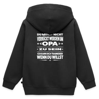 Opa Familie Großeltern Geschenk - Kinder Premium Organic Zip Hoodie - Schwarz - Hinten - AI Model Kid Male (0cm)