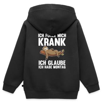Faultier Faul Fauler Geschenk - Kinder Premium Organic Zip Hoodie - Schwarz - Hinten - AI Model Kid Male (0cm)