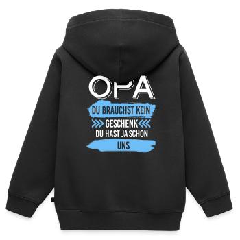 Opa Familie Enkelkind Geschenk - Kinder Premium Organic Zip Hoodie - Schwarz - Hinten - AI Model Kid Male (0cm)