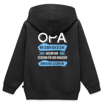 Opa Familie Großeltern Geschenk - Kinder Premium Organic Zip Hoodie - Schwarz - Hinten - AI Model Kid Male (0cm)
