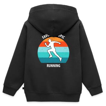Faire du jogging - Sweat Premium à capuche zippé enfant bio - noir - Dos - AI Model Kid Male (0cm)
