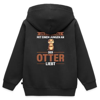 Otter Junge Otter Junge Geschenk - Kinder Premium Organic Zip Hoodie - Schwarz - Hinten - AI Model Kid Male (0cm)