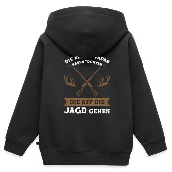 Jäger Papa Tochter Geschenk - Kinder Premium Organic Zip Hoodie - Schwarz - Hinten - AI Model Kid Male (0cm)
