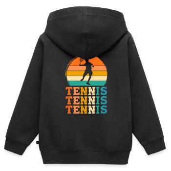 Tennisspieler Retro-Design Tennisspieler Geschenk - Kinder Premium Organic Zip Hoodie - Schwarz - Hinten - AI Model Kid Male (0cm)