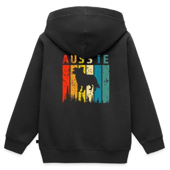 aussie retro design aussie Geschenk - Kinder Premium Organic Zip Hoodie - Schwarz - Hinten - AI Model Kid Male (0cm)