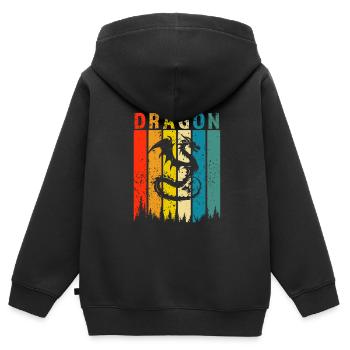 Drache Retro-Design Drache Geschenk - Kinder Premium Organic Zip Hoodie - Schwarz - Hinten - AI Model Kid Male (0cm)