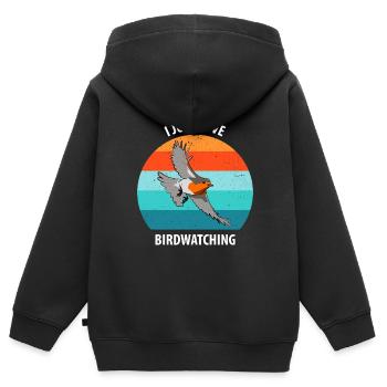 Observation des oiseaux Observation des oiseaux Observation des oiseaux - Sweat Premium à capuche zippé enfant bio - noir - Dos - AI Model Kid Male (0cm)