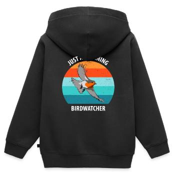 Observation des oiseaux Observation des oiseaux Observation des oiseaux - Sweat Premium à capuche zippé enfant bio - noir - Dos - AI Model Kid Male (0cm)