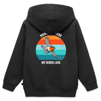 Observation des oiseaux Observation des oiseaux Observation des oiseaux - Sweat Premium à capuche zippé enfant bio - noir - Dos - AI Model Kid Male (0cm)