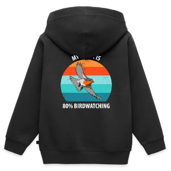 Observation des oiseaux Observation des oiseaux Observation des oiseaux - Sweat Premium à capuche zippé enfant bio - noir - Dos - AI Model Kid Male (0cm)