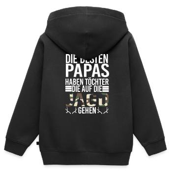 Jäger Papa Jägerin Geschenk - Kinder Premium Organic Zip Hoodie - Schwarz - Hinten - AI Model Kid Male (0cm)