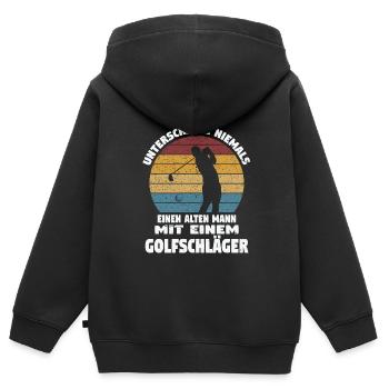 Golfspieler Sport Golfspieler Geschenk - Kinder Premium Organic Zip Hoodie - Schwarz - Hinten - AI Model Kid Male (0cm)