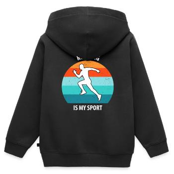 Floorball Unihockey Feldhockey Hallenhockey - Kinder Premium Organic Zip Hoodie - Schwarz - Hinten - AI Model Kid Male (0cm)