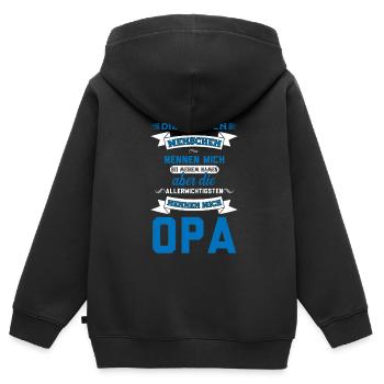 Opa Familie Enkelkind Geschenk - Kinder Premium Organic Zip Hoodie - Schwarz - Hinten - AI Model Kid Male (0cm)