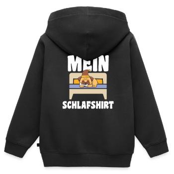 Schlafanzug Mops Schlafen Geschenk - Kinder Premium Organic Zip Hoodie - Schwarz - Hinten - AI Model Kid Male (0cm)