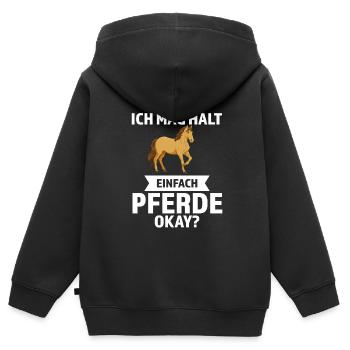 Pferd Reiten Pferdesport Geschenk - Kinder Premium Organic Zip Hoodie - Schwarz - Hinten - AI Model Kid Male (0cm)