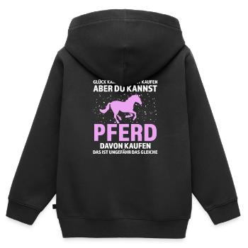 Pferd Reiten Pferdesport Geschenk - Kinder Premium Organic Zip Hoodie - Schwarz - Hinten - AI Model Kid Male (0cm)