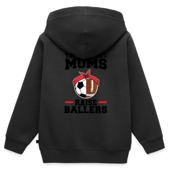 baller fussball baller Geschenk - Kinder Premium Organic Zip Hoodie - Schwarz - Hinten - AI Model Kid Male (0cm)