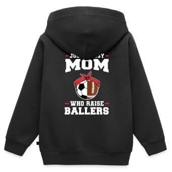 baller fussball baller Geschenk - Kinder Premium Organic Zip Hoodie - Schwarz - Hinten - AI Model Kid Male (0cm)