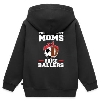 baller fussball baller Geschenk - Kinder Premium Organic Zip Hoodie - Schwarz - Hinten - AI Model Kid Male (0cm)