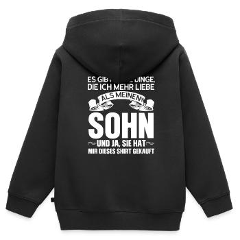 Sohn Eltern Sohn & Papa Geschenk - Kinder Premium Organic Zip Hoodie - Schwarz - Hinten - AI Model Kid Male (0cm)