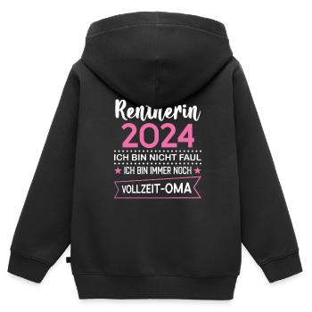 Rentnerin 2024 Oma Rentnerin Geschenk - Kinder Premium Organic Zip Hoodie - Schwarz - Hinten - AI Model Kid Male (0cm)