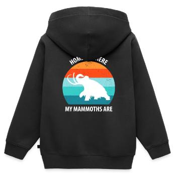 Drôle de mammouth de l’âge de pierre de l’âge de glace Design préhistorique - Sweat Premium à capuche zippé enfant bio - noir - Dos - AI Model Kid Male (0cm)