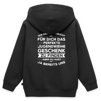 Jugendweihe Jugend Teenager Feier Geschenk - Kinder Premium Organic Zip Hoodie - Schwarz - Hinten - AI Model Kid Male (0cm)