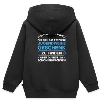 Jugendweihe Jugend Erwachsen Werden Geschenk - Kinder Premium Organic Zip Hoodie - Schwarz - Hinten - AI Model Kid Male (0cm)