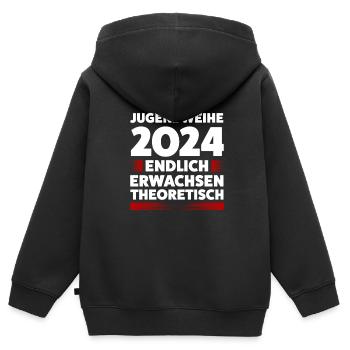 Jugendweihe 2024 Jugend Konfirmation Geschenk - Kinder Premium Organic Zip Hoodie - Schwarz - Hinten - AI Model Kid Male (0cm)