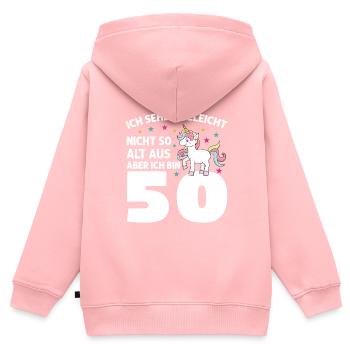 Geburtstag Geburtstagfeier fünfzig Jahre alt Gesch - Kinder Premium Organic Zip Hoodie - Rosa - Hinten - AI Model Kid Female (0cm)
