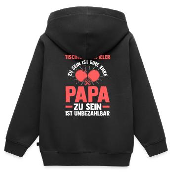 Tischtennis Papa Tischtennis Papa Geschenk - Kinder Premium Organic Zip Hoodie - Schwarz - Hinten - AI Model Kid Male (0cm)