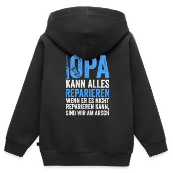 Opa Großvater Großeltern Geschenk - Kinder Premium Organic Zip Hoodie - Schwarz - Hinten - AI Model Kid Male (0cm)