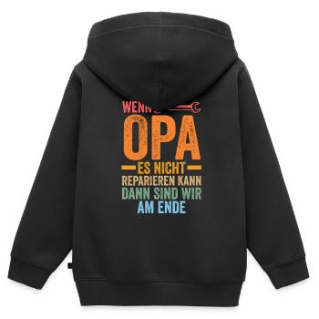 Opa Großvater Großväter Geschenk - Kinder Premium Organic Zip Hoodie - Schwarz - Hinten - AI Model Kid Male (0cm)