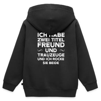 Trauzeuge Hochzeit Trauzeugen Geschenk - Kinder Premium Organic Zip Hoodie - Schwarz - Hinten - AI Model Kid Male (0cm)