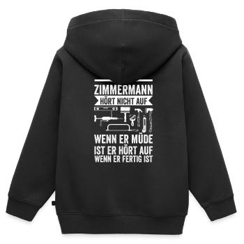 Zimmermann Beruf Zimmerei Geschenk - Kinder Premium Organic Zip Hoodie - Schwarz - Hinten - AI Model Kid Male (0cm)