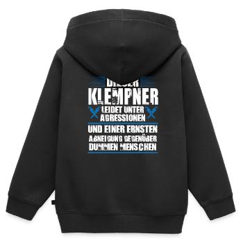 Klempner Beruf Sanitär Geschenk - Kinder Premium Organic Zip Hoodie - Schwarz - Hinten - AI Model Kid Male (0cm)