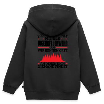 Jugend Feuerwehr Jugendfeuerwehr Geschenk - Kinder Premium Organic Zip Hoodie - Schwarz - Hinten - AI Model Kid Male (0cm)
