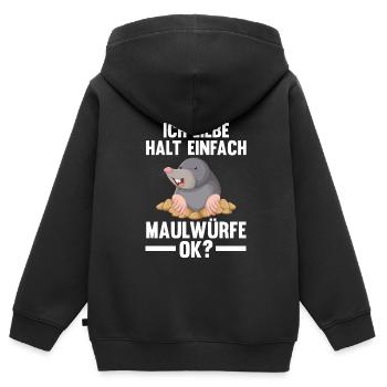 Maulwurf Garten Maulwürfe Geschenk - Kinder Premium Organic Zip Hoodie - Schwarz - Hinten - AI Model Kid Male (0cm)