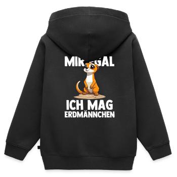 Erdmännchen Tier Säugetier Geschenk - Kinder Premium Organic Zip Hoodie - Schwarz - Hinten - AI Model Kid Male (0cm)