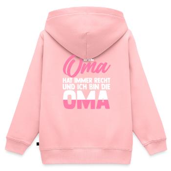 Oma Familie Enkelkind Geschenk - Kinder Premium Organic Zip Hoodie - Rosa - Hinten - AI Model Kid Female (0cm)