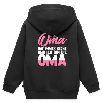 Oma Familie Enkelkind Geschenk - Kinder Premium Organic Zip Hoodie - Schwarz - Hinten - AI Model Kid Male (0cm)