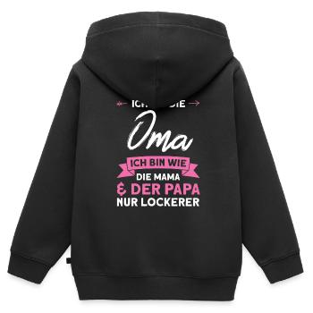 Oma Familie Großeltern Geschenk - Kinder Premium Organic Zip Hoodie - Schwarz - Hinten - AI Model Kid Male (0cm)