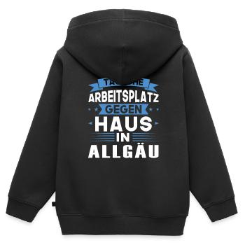 Allgäu Schwäbisch Süddeutschland Geschenk - Kinder Premium Organic Zip Hoodie - Schwarz - Hinten - AI Model Kid Male (0cm)
