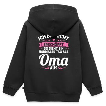 Oma Mutter Tag Omi Geschenk - Kinder Premium Organic Zip Hoodie - Schwarz - Hinten - AI Model Kid Male (0cm)