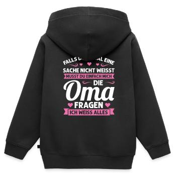 Oma Mutter Tag Omi Geschenk - Kinder Premium Organic Zip Hoodie - Schwarz - Hinten - AI Model Kid Male (0cm)