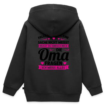 Oma Mutter Tag Omi Geschenk - Kinder Premium Organic Zip Hoodie - Schwarz - Hinten - AI Model Kid Male (0cm)