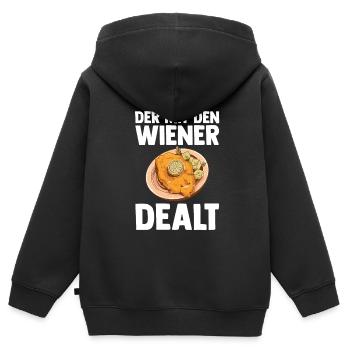 Schnitzel Wiener Wiener Schnitzel Geschenk - Kinder Premium Organic Zip Hoodie - Schwarz - Hinten - AI Model Kid Male (0cm)