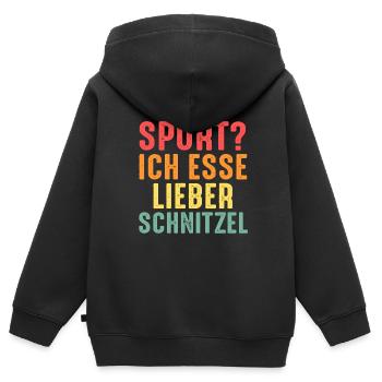 Schnitzel Wiener Wiener Schnitzel Geschenk - Kinder Premium Organic Zip Hoodie - Schwarz - Hinten - AI Model Kid Male (0cm)